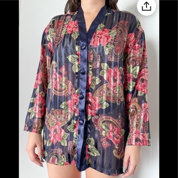 Victoria Secret Vintage Gold Label Floral Kimono Size S - Picture 1 of 5